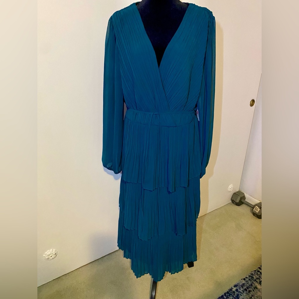 Premier Teal Long Sleeve Layered Dress